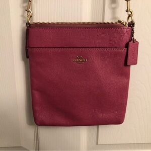 Coach Pebbled Leather Fuchsia Crossbody Bag (small)